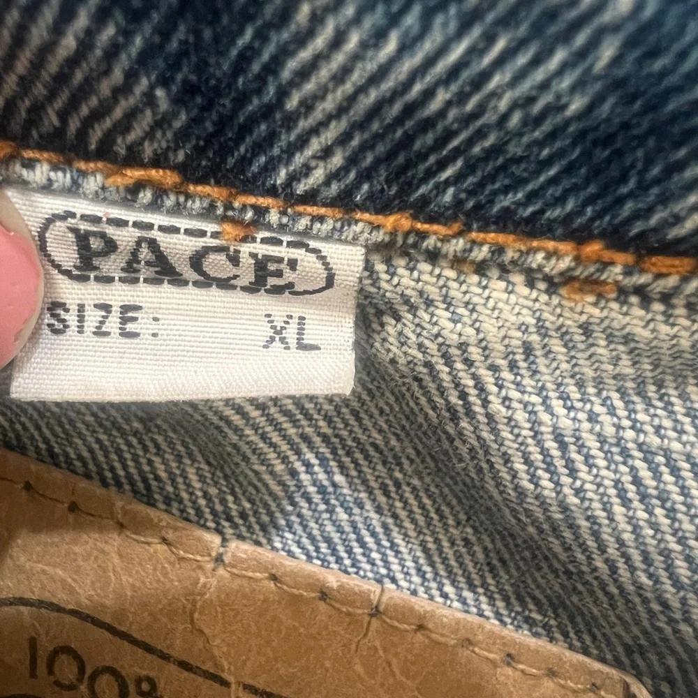 Vintage 1990s‎ Pace Brand Heavy Stone Washed Full Button Denim Jacekt Size XL